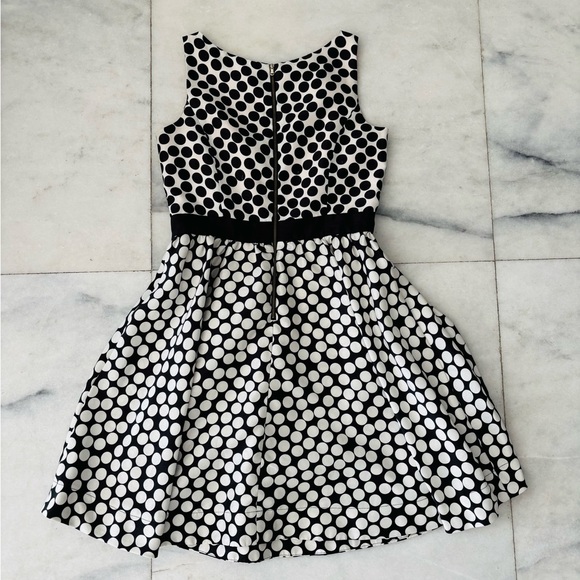 Julian Taylor Polka Dot Dress Black & White Fit & Flare 50s Trad Wife Womens 6 - Picture 2 of 9